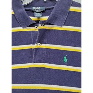 Boys Polo Ralph Lauren Blue Yellow Striped Short Sleeve Polo Shirt XL (20)